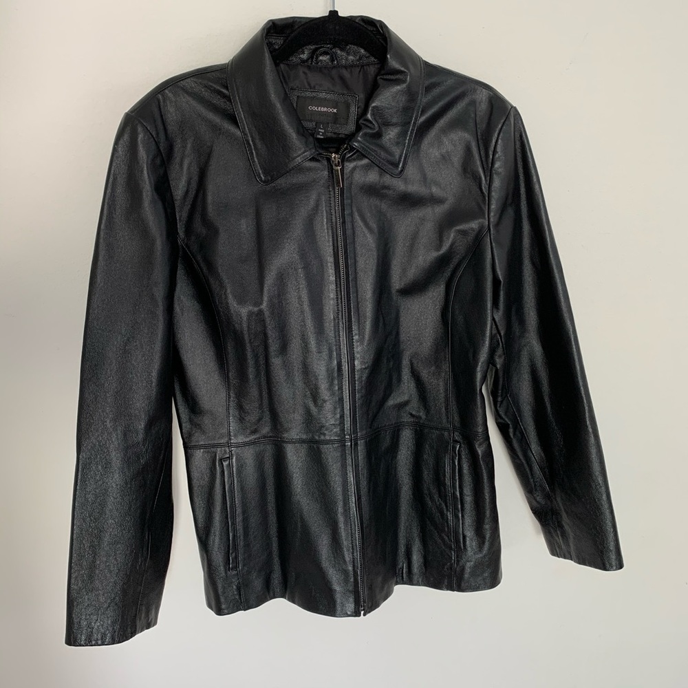 Colebrook Men’s Black Leather Jacket, Large